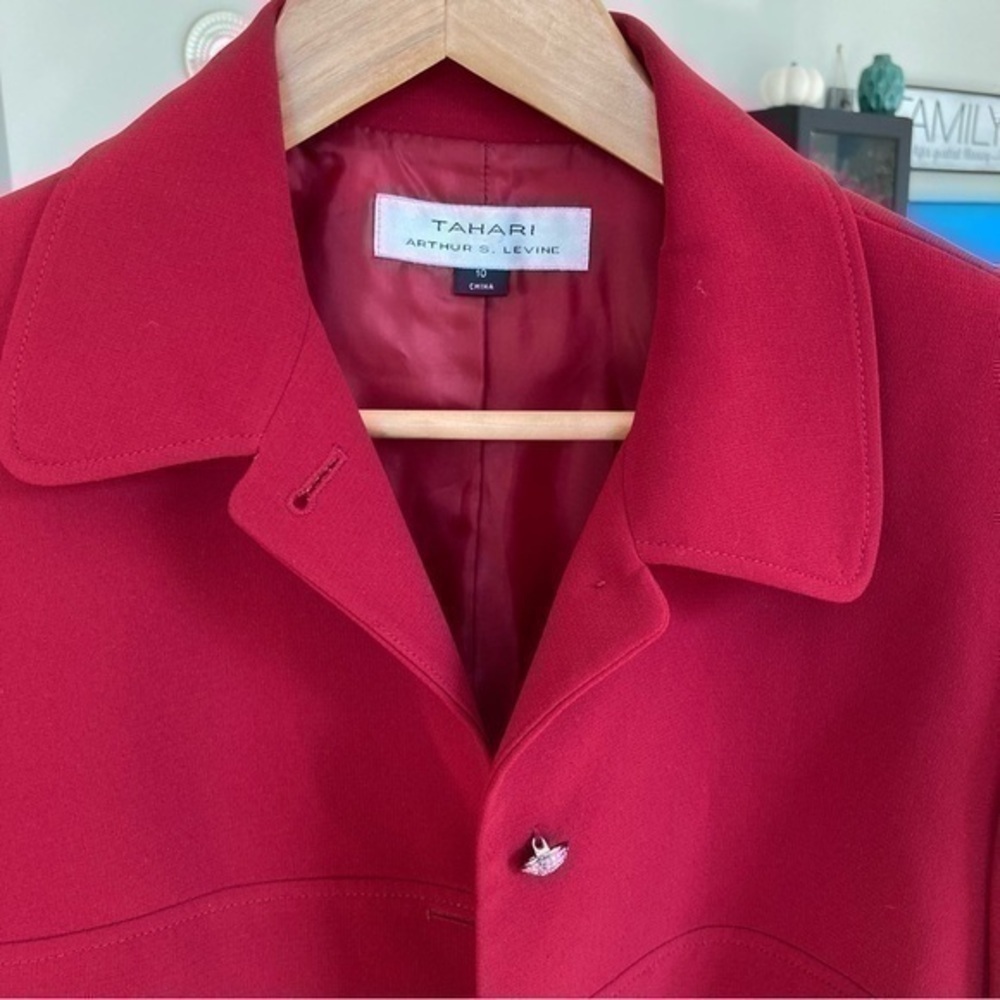 💋Tahari red suit career blazer jacket 🧥10 worn 2x - Picture 2 of 7